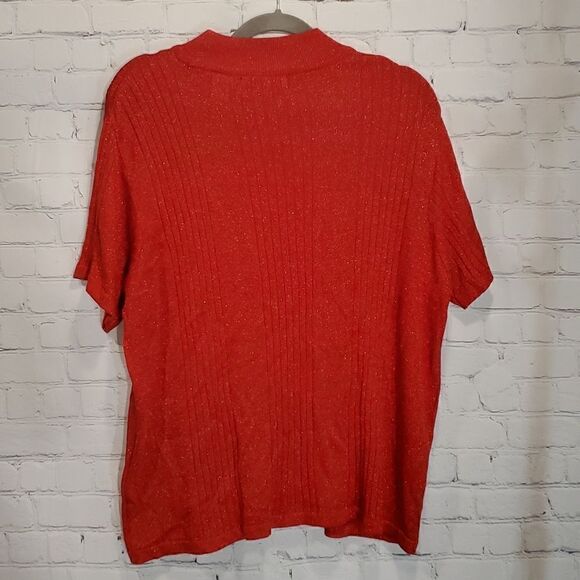 Baxter & Wells short sleeve plus size mockneck red sweater - Picture 6 of 6
